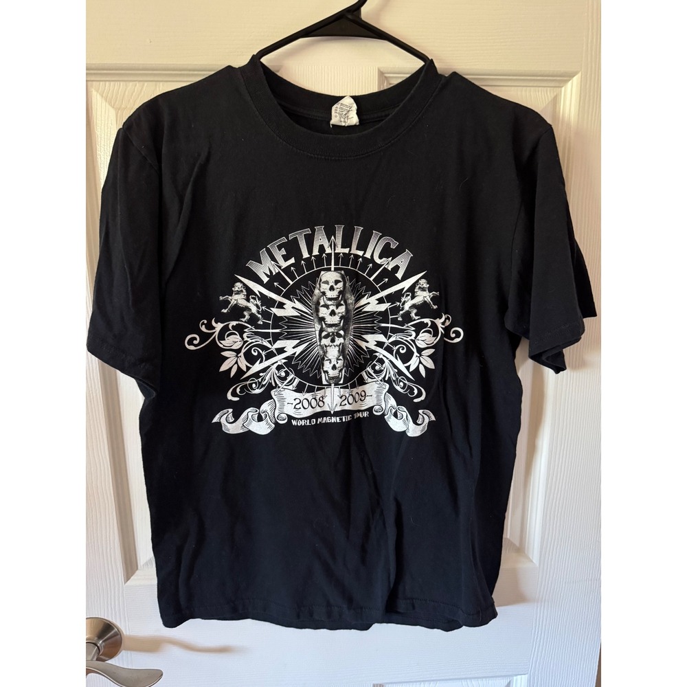 Vintage Metallica World Magnetic Tour T-Shirt Women Medium Black 2008-2009 Band